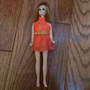 Topper Glori Dawn 6” Doll w/ Red/Orange Dress Vintage 70s
